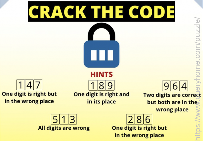 Crack the Code 3-Digit Puzzle with Solution